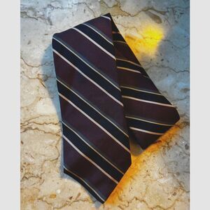 Vintage Mens Tie Ferrell Reed for Nordstrom Brown Black Stripes 100% Silk